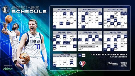 Mavericks schedule espn - The Mavericks will play 30 nationally televised games — 10 on ESPN, nine on NBA TV, seven on TNT and four on ABC. The team’s local broadcast schedule will be announced at a later date. They will have 13 sets of back-to-back games, with two of those requiring no travel, both games being at AAC.